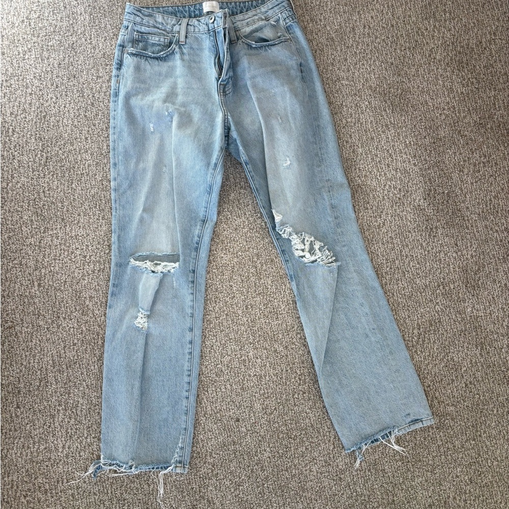 Jonathan Simkhai Light Blue Distressed Straight Leg Jeans